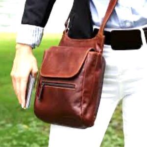 Jack Georges voyager slim crossbody leather bag.